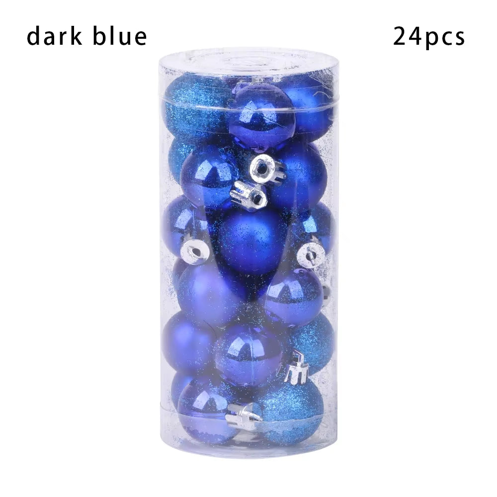 24Pcs 3/4/6Cm Christmas Tree Decor Ball Bauble Xmas Party Hanging Ball Ornament Decorations for Home Christmas Decorations Gift