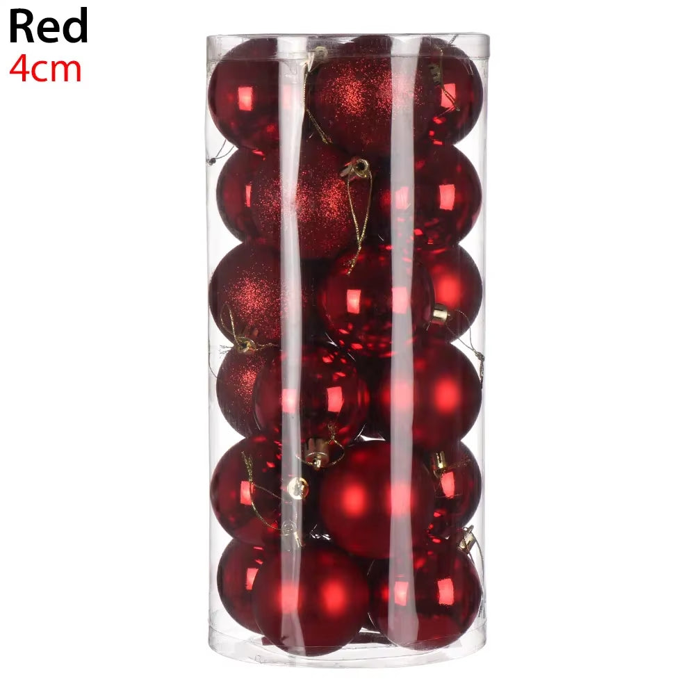 24Pcs 3/4/6Cm Christmas Tree Decor Ball Bauble Xmas Party Hanging Ball Ornament Decorations for Home Christmas Decorations Gift