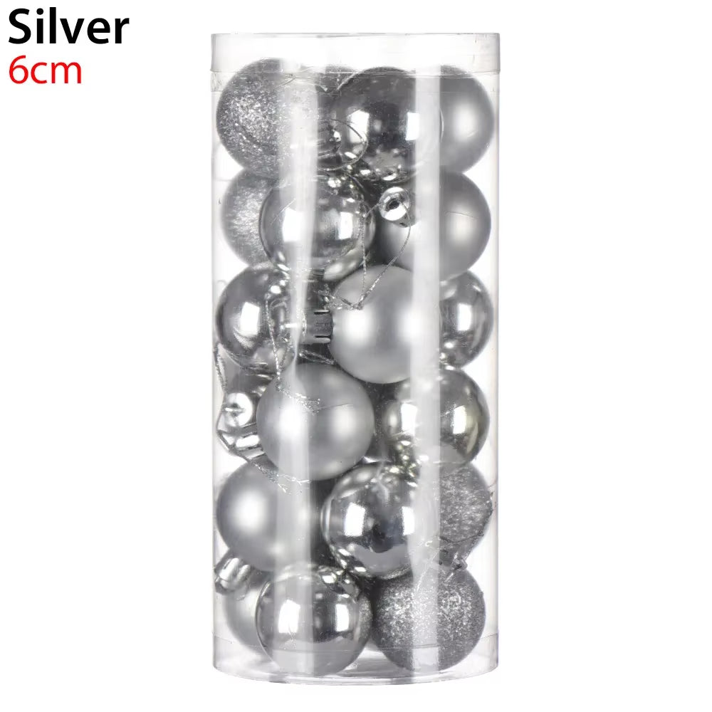 24Pcs 3/4/6Cm Christmas Tree Decor Ball Bauble Xmas Party Hanging Ball Ornament Decorations for Home Christmas Decorations Gift