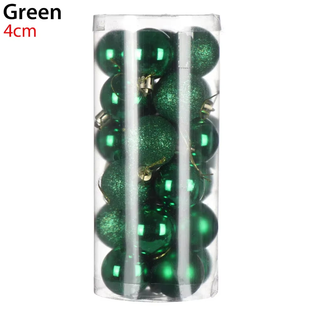 24Pcs 3/4/6Cm Christmas Tree Decor Ball Bauble Xmas Party Hanging Ball Ornament Decorations for Home Christmas Decorations Gift