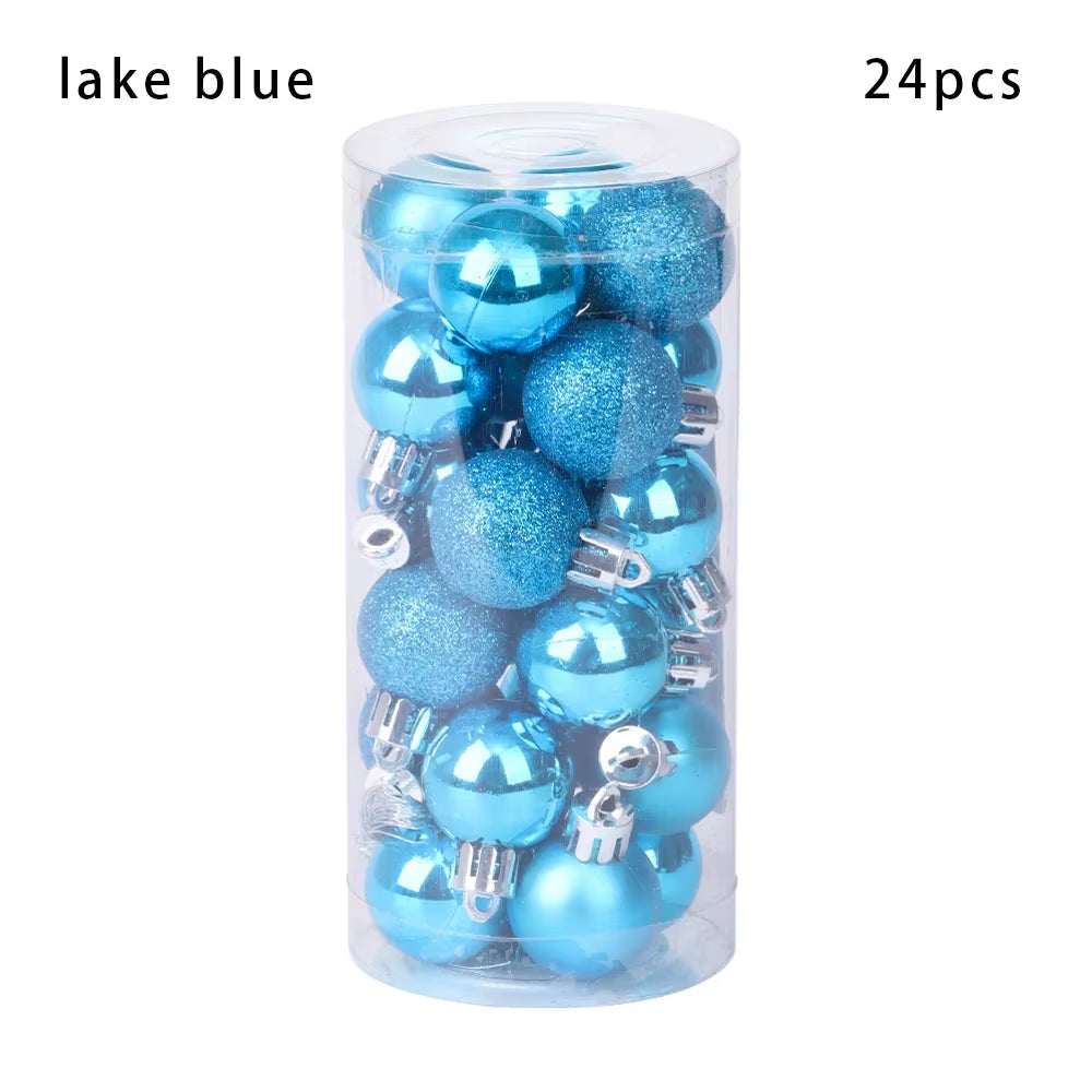 24Pcs 3/4/6Cm Christmas Tree Decor Ball Bauble Xmas Party Hanging Ball Ornament Decorations for Home Christmas Decorations Gift