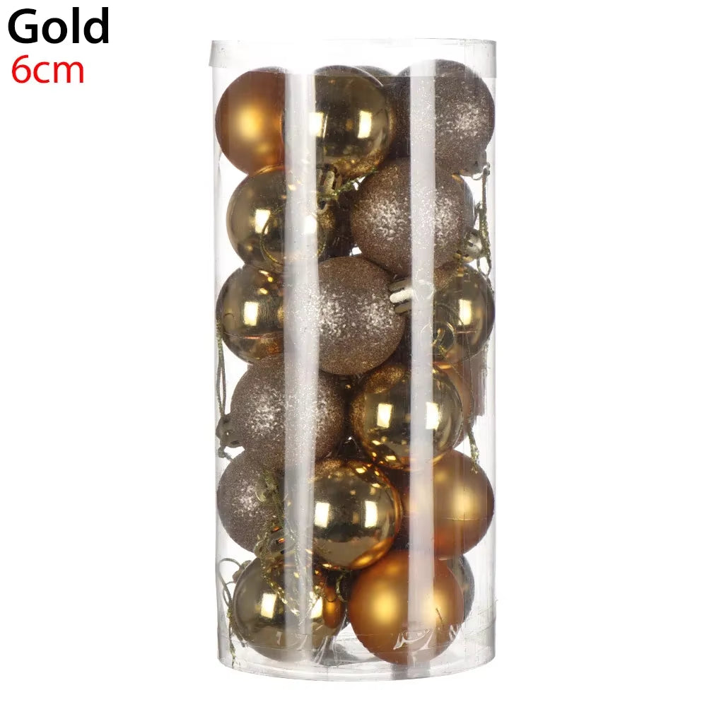 24Pcs 3/4/6Cm Christmas Tree Decor Ball Bauble Xmas Party Hanging Ball Ornament Decorations for Home Christmas Decorations Gift