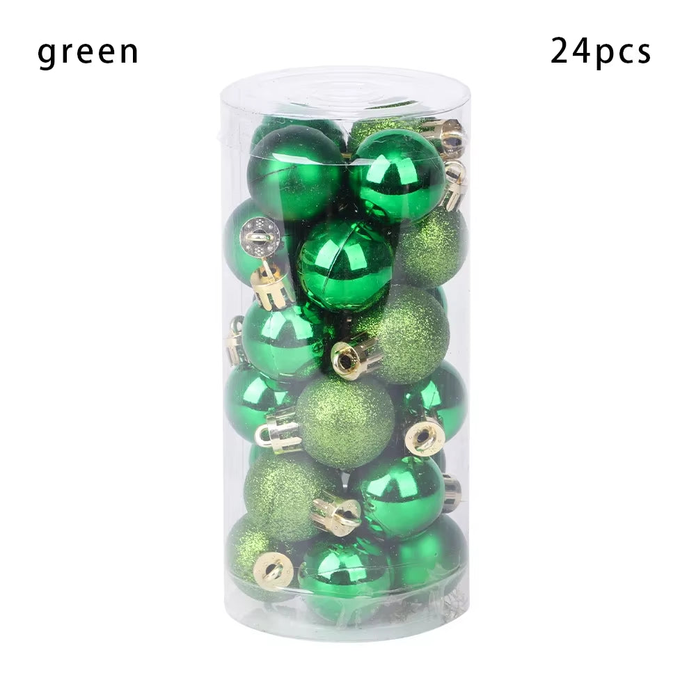 24Pcs 3/4/6Cm Christmas Tree Decor Ball Bauble Xmas Party Hanging Ball Ornament Decorations for Home Christmas Decorations Gift