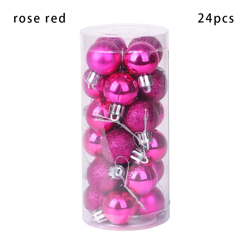 24Pcs 3/4/6Cm Christmas Tree Decor Ball Bauble Xmas Party Hanging Ball Ornament Decorations for Home Christmas Decorations Gift