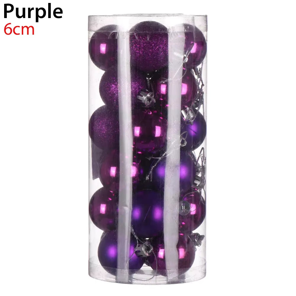 24Pcs 3/4/6Cm Christmas Tree Decor Ball Bauble Xmas Party Hanging Ball Ornament Decorations for Home Christmas Decorations Gift