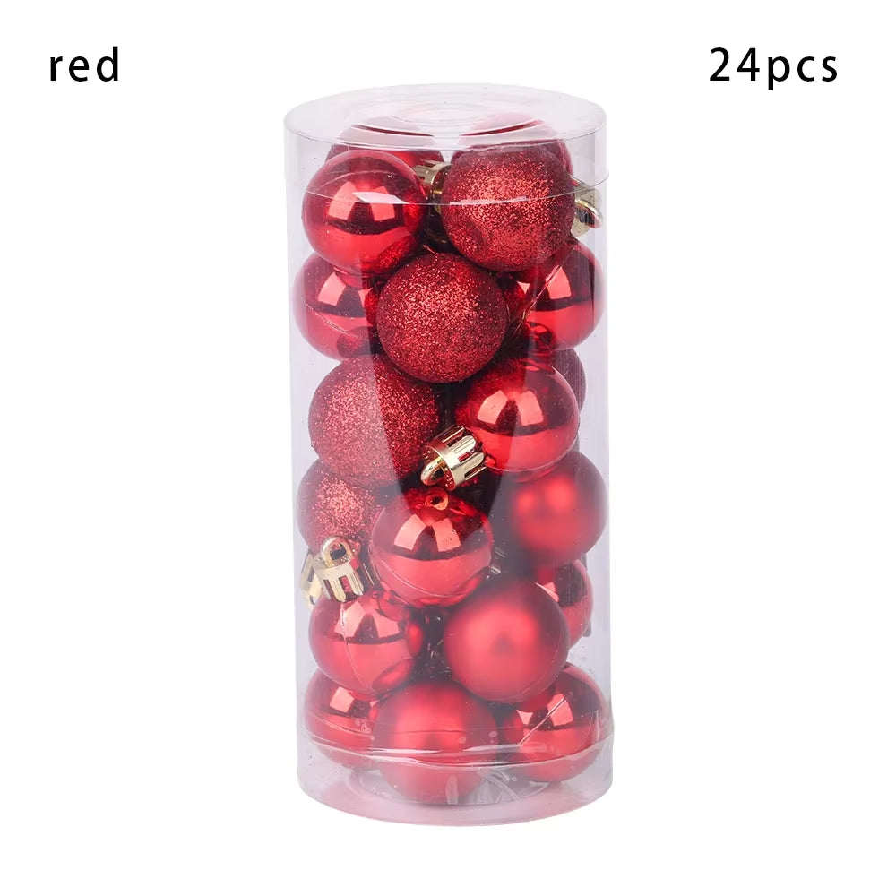 24Pcs 3/4/6Cm Christmas Tree Decor Ball Bauble Xmas Party Hanging Ball Ornament Decorations for Home Christmas Decorations Gift