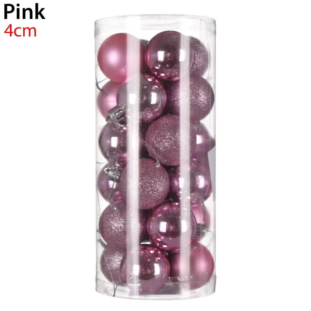 24Pcs 3/4/6Cm Christmas Tree Decor Ball Bauble Xmas Party Hanging Ball Ornament Decorations for Home Christmas Decorations Gift