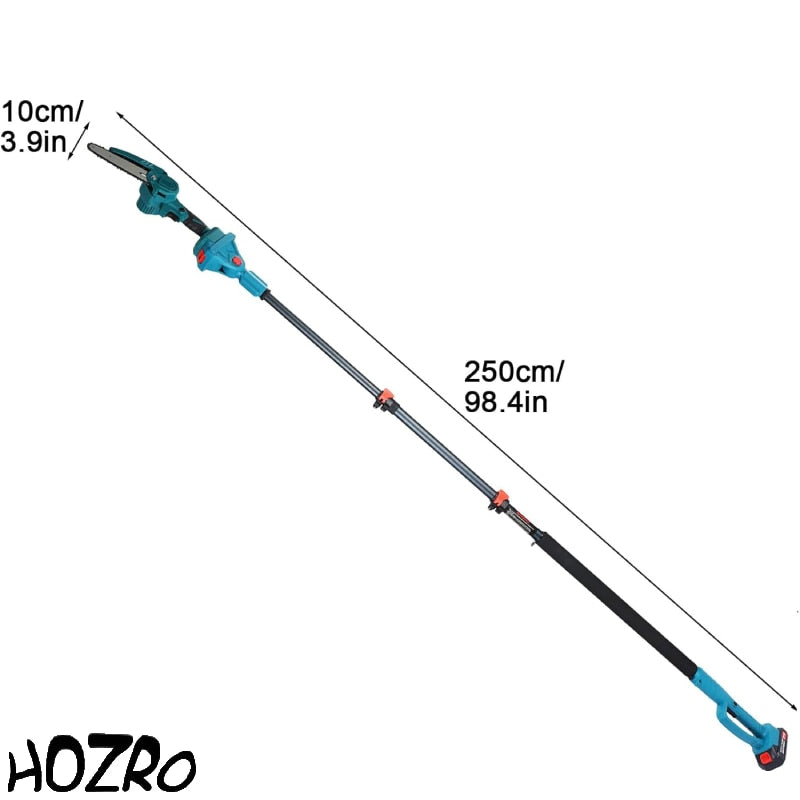 Drujba electrica portabila fara fir HOZRO, mini drujba cu lant puternic, 2 acumulatori reincarcabili si maner reglabil, ideala pentru taiere lemn, crengi, pomi si lucrari gospodaresti eficiente