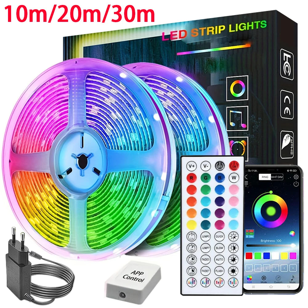 Transform Your Space with Music-Sync RGB LED Strip Lights! 🎶✨ Perfect for Bedrooms, TV Backlights & More! Available in 10M, 20M, and 30M!