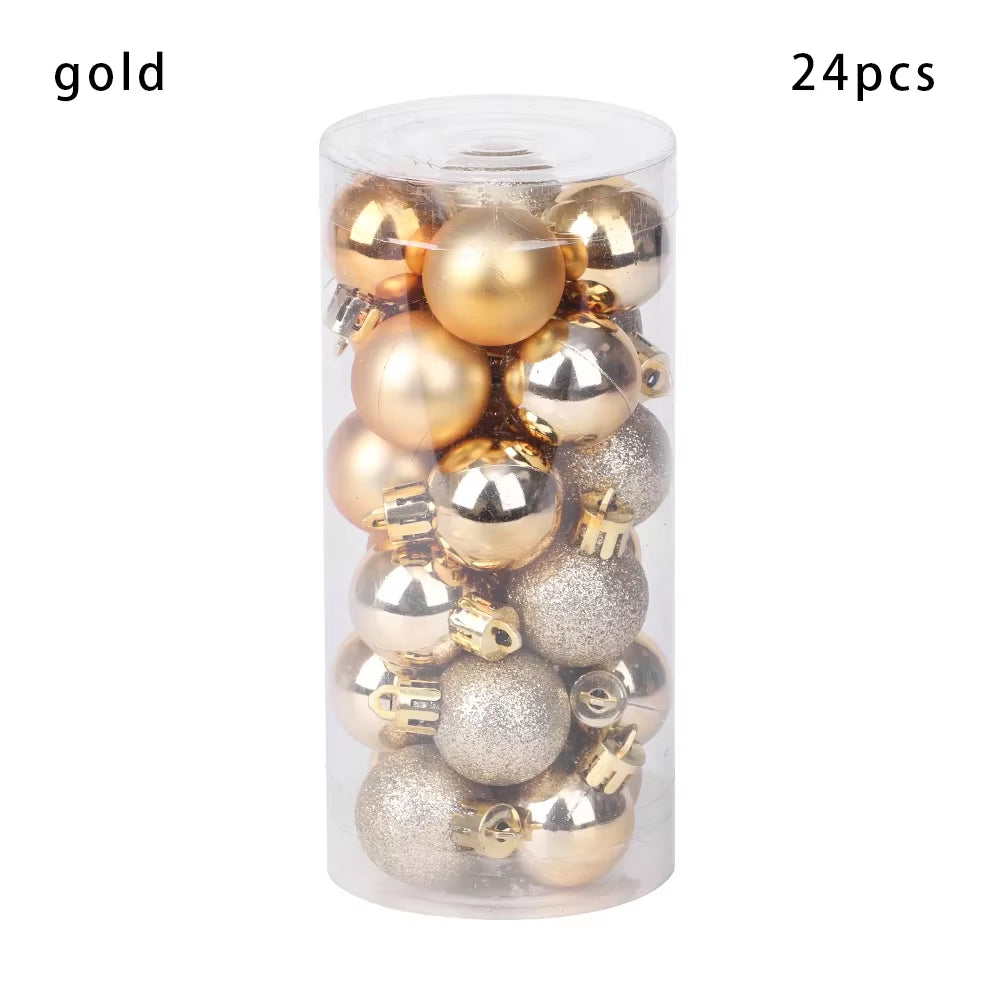 24Pcs 3/4/6Cm Christmas Tree Decor Ball Bauble Xmas Party Hanging Ball Ornament Decorations for Home Christmas Decorations Gift