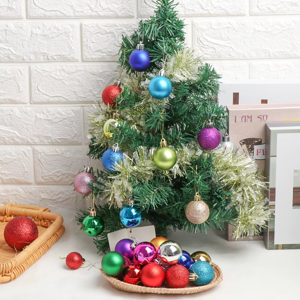 24Pcs 3/4/6Cm Christmas Tree Decor Ball Bauble Xmas Party Hanging Ball Ornament Decorations for Home Christmas Decorations Gift