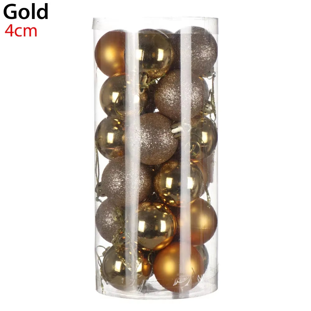 24Pcs 3/4/6Cm Christmas Tree Decor Ball Bauble Xmas Party Hanging Ball Ornament Decorations for Home Christmas Decorations Gift