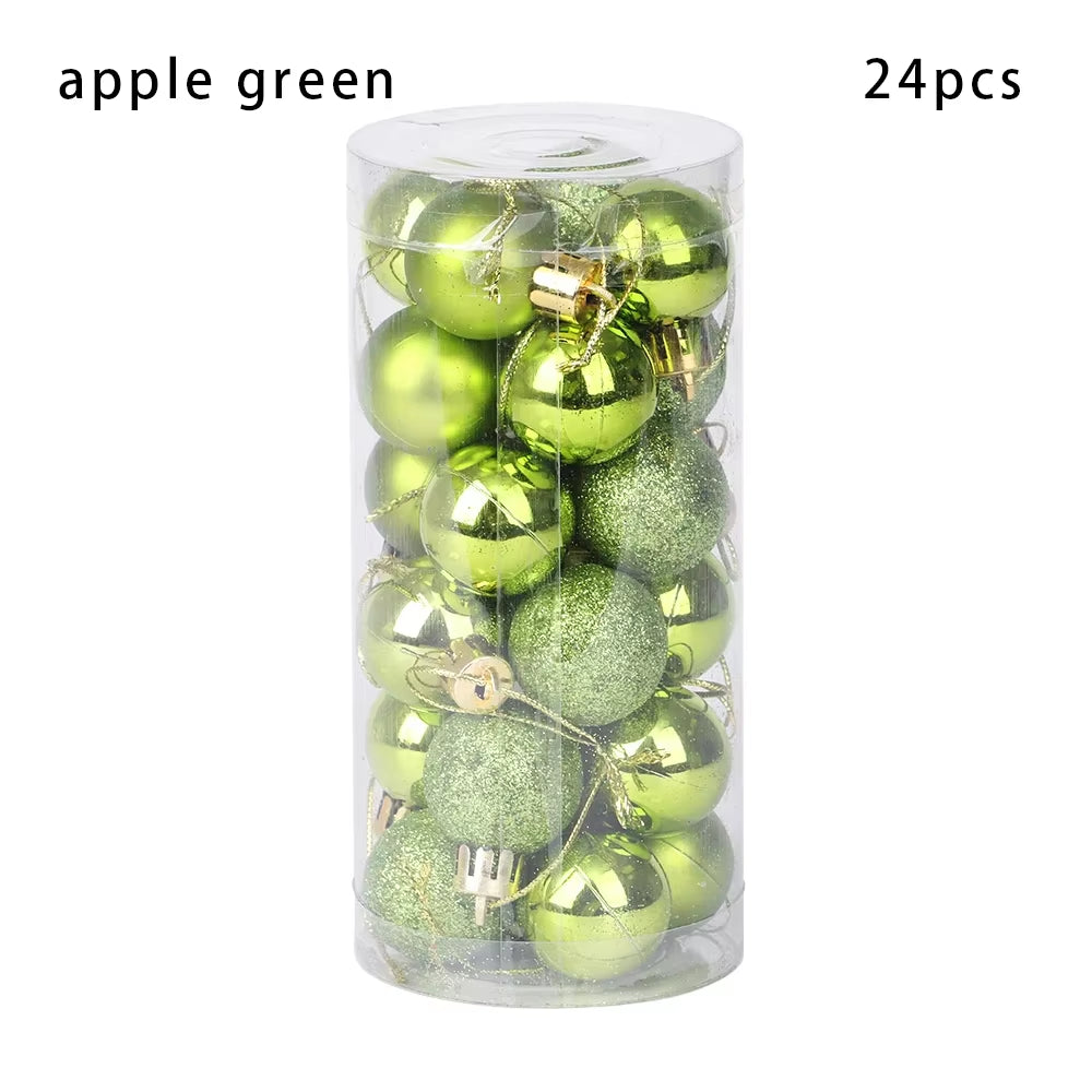 24Pcs 3/4/6Cm Christmas Tree Decor Ball Bauble Xmas Party Hanging Ball Ornament Decorations for Home Christmas Decorations Gift