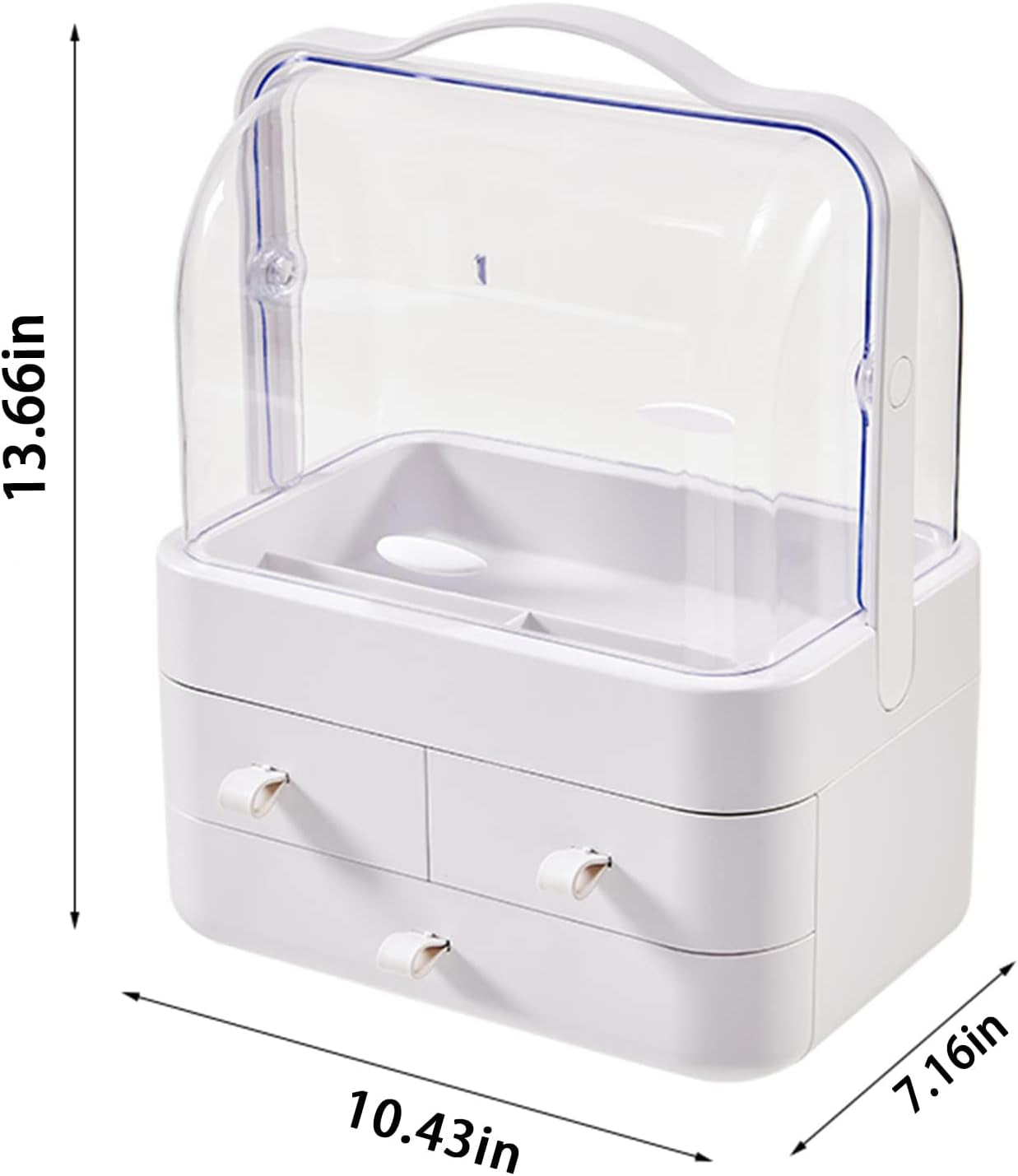 ® Organizer Trucchi Con Coperchio Organizer Bagno Impermeabili Portatrucchi Organizzatore Con 3 Cassetti Grande Capacità, Adatti E Rossetto, Smalto, Profumo, Bianco